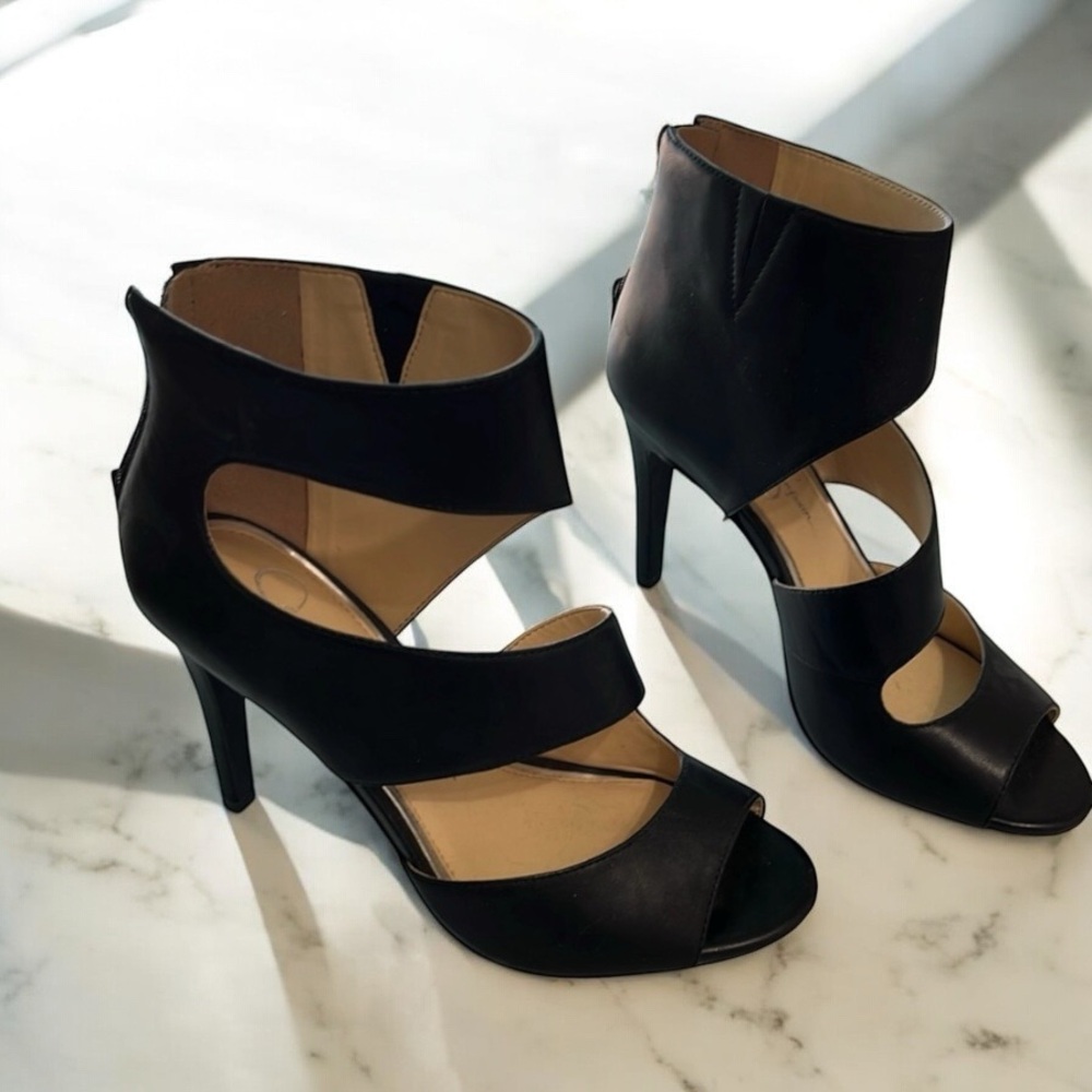Jessica Simpson Black Eleya Sandals Office Siren Stilettos Size 8 M